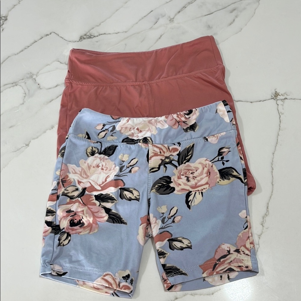 Floral and Solid Girls Shorts Set
